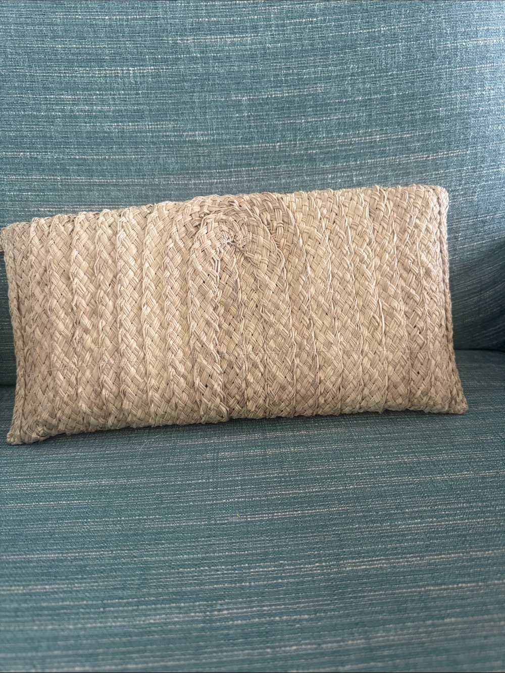 Woven Straw Clutch Bag in Natural - Women's Summer Handbag - Picture 2 of 3